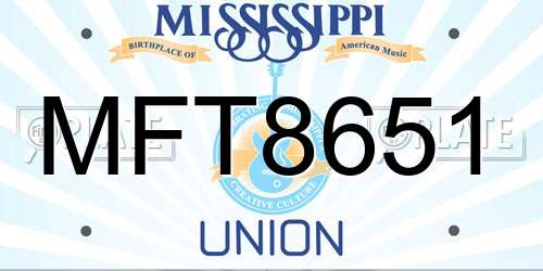 MFT8651 Mississippi License Plate