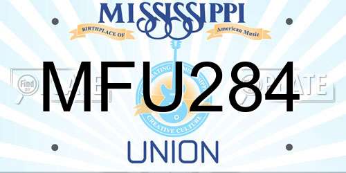 MFU284 Mississippi License Plate