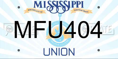 MFU404 Mississippi License Plate