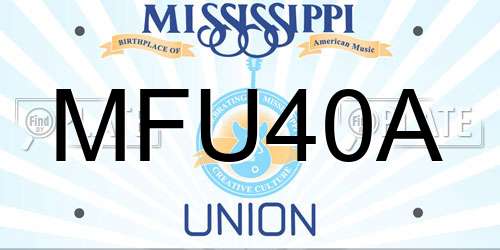 MFU40A Mississippi License Plate