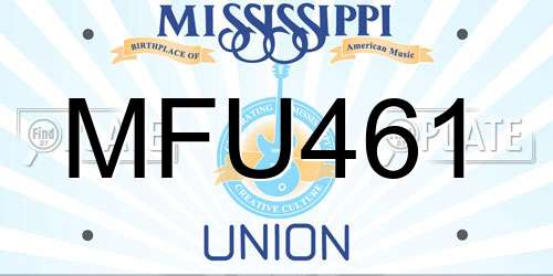 MFU461 Mississippi License Plate