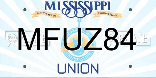 MFUZ84 Mississippi License Plate