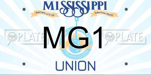 MG1 Mississippi License Plate