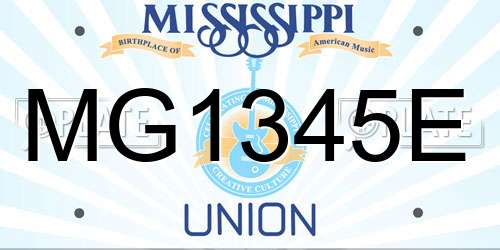 MG1345E Mississippi License Plate