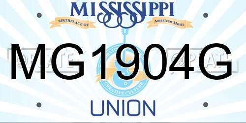 MG1904G Mississippi License Plate