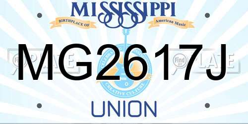 MG2617J Mississippi License Plate