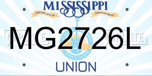 MG2726L Mississippi License Plate
