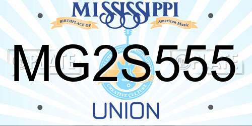 MG2S555 Mississippi License Plate