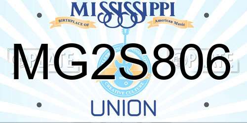 MG2S806 Mississippi License Plate