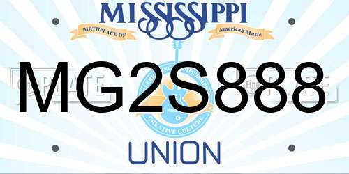 MG2S888 Mississippi License Plate
