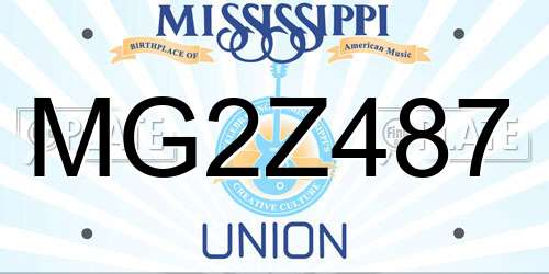 MG2Z487 Mississippi License Plate