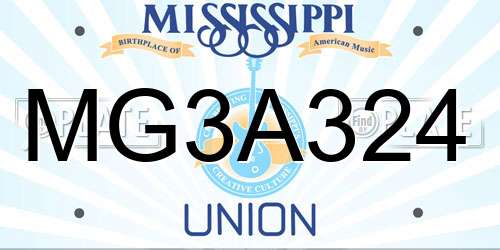 MG3A324 Mississippi License Plate