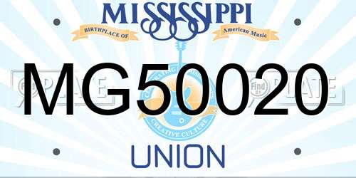 MG50020 Mississippi License Plate