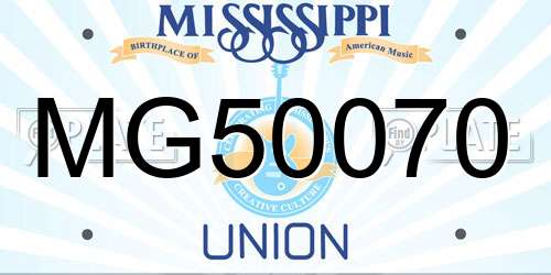 MG50070 Mississippi License Plate