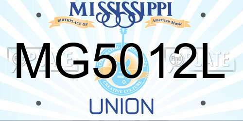 MG5012L Mississippi License Plate