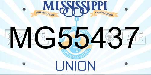 MG55437 Mississippi License Plate