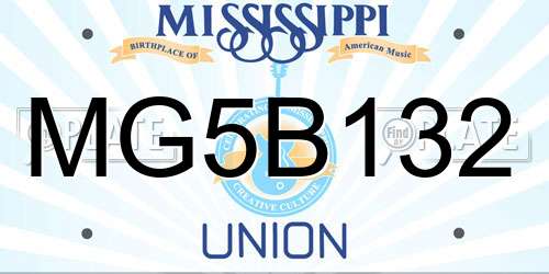 MG5B132 Mississippi License Plate