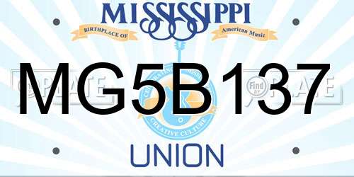 MG5B137 Mississippi License Plate
