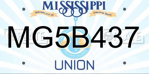 MG5B437 Mississippi License Plate