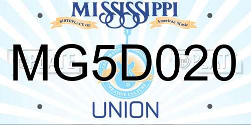 MG5D020 Mississippi License Plate