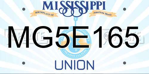 MG5E165 Mississippi License Plate