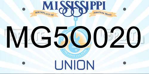 MG5O020 Mississippi License Plate