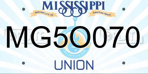 MG5O070 Mississippi License Plate