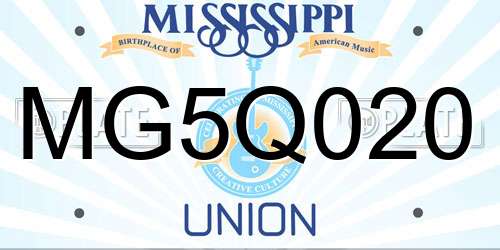 MG5Q020 Mississippi License Plate