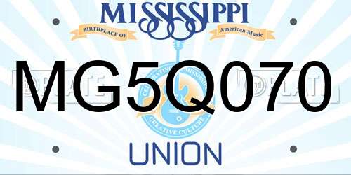 MG5Q070 Mississippi License Plate