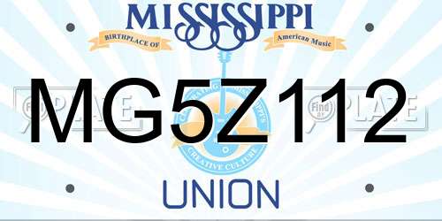 MG5Z112 Mississippi License Plate