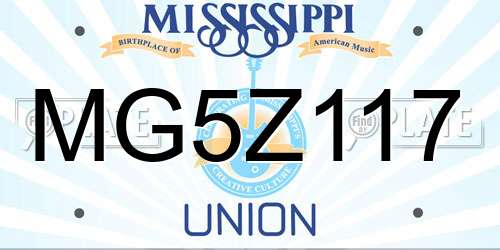 MG5Z117 Mississippi License Plate