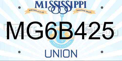MG6B425 Mississippi License Plate