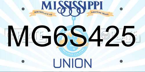 MG6S425 Mississippi License Plate