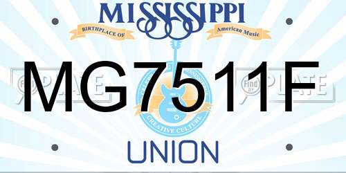 MG7511F Mississippi License Plate