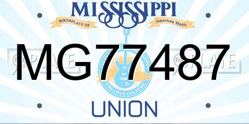 MG77487 Mississippi License Plate