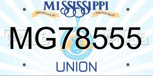 MG78555 Mississippi License Plate