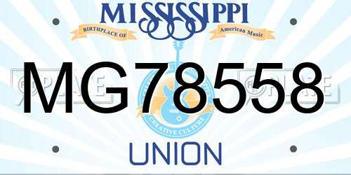 MG78558 Mississippi License Plate