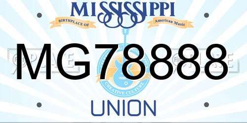 MG78888 Mississippi License Plate