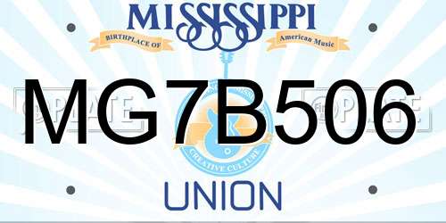 MG7B506 Mississippi License Plate