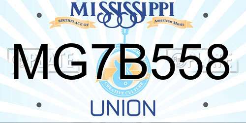 MG7B558 Mississippi License Plate