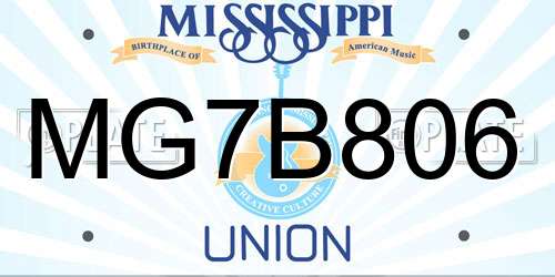 MG7B806 Mississippi License Plate