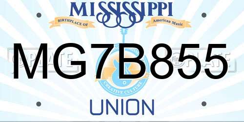 MG7B855 Mississippi License Plate