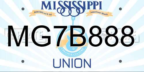 MG7B888 Mississippi License Plate