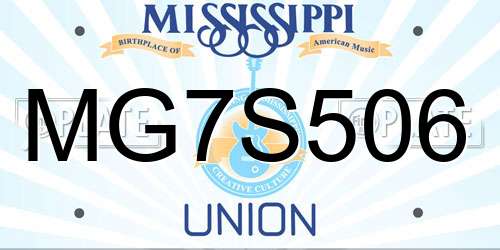 MG7S506 Mississippi License Plate