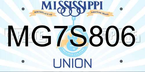 MG7S806 Mississippi License Plate