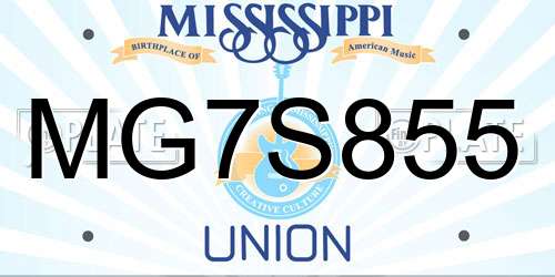 MG7S855 Mississippi License Plate