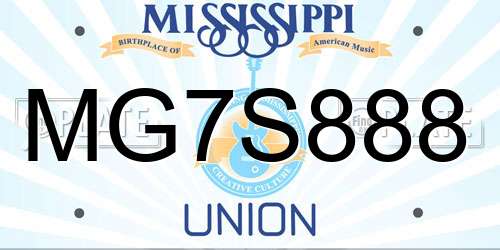 MG7S888 Mississippi License Plate