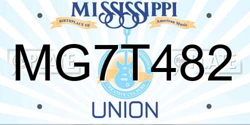 MG7T482 Mississippi License Plate