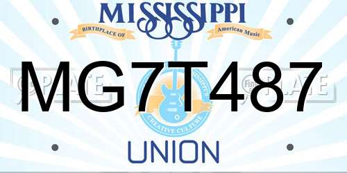 MG7T487 Mississippi License Plate