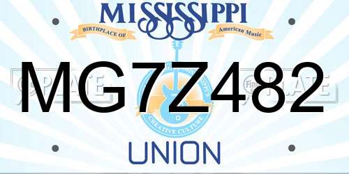 MG7Z482 Mississippi License Plate